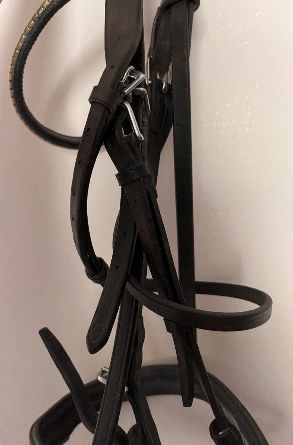 Cob Dressage Black Padded Noseband Brown NonFlash Bridle