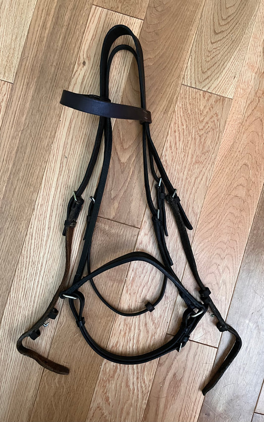 Dark Brown Horse Size Snaffle Bridle