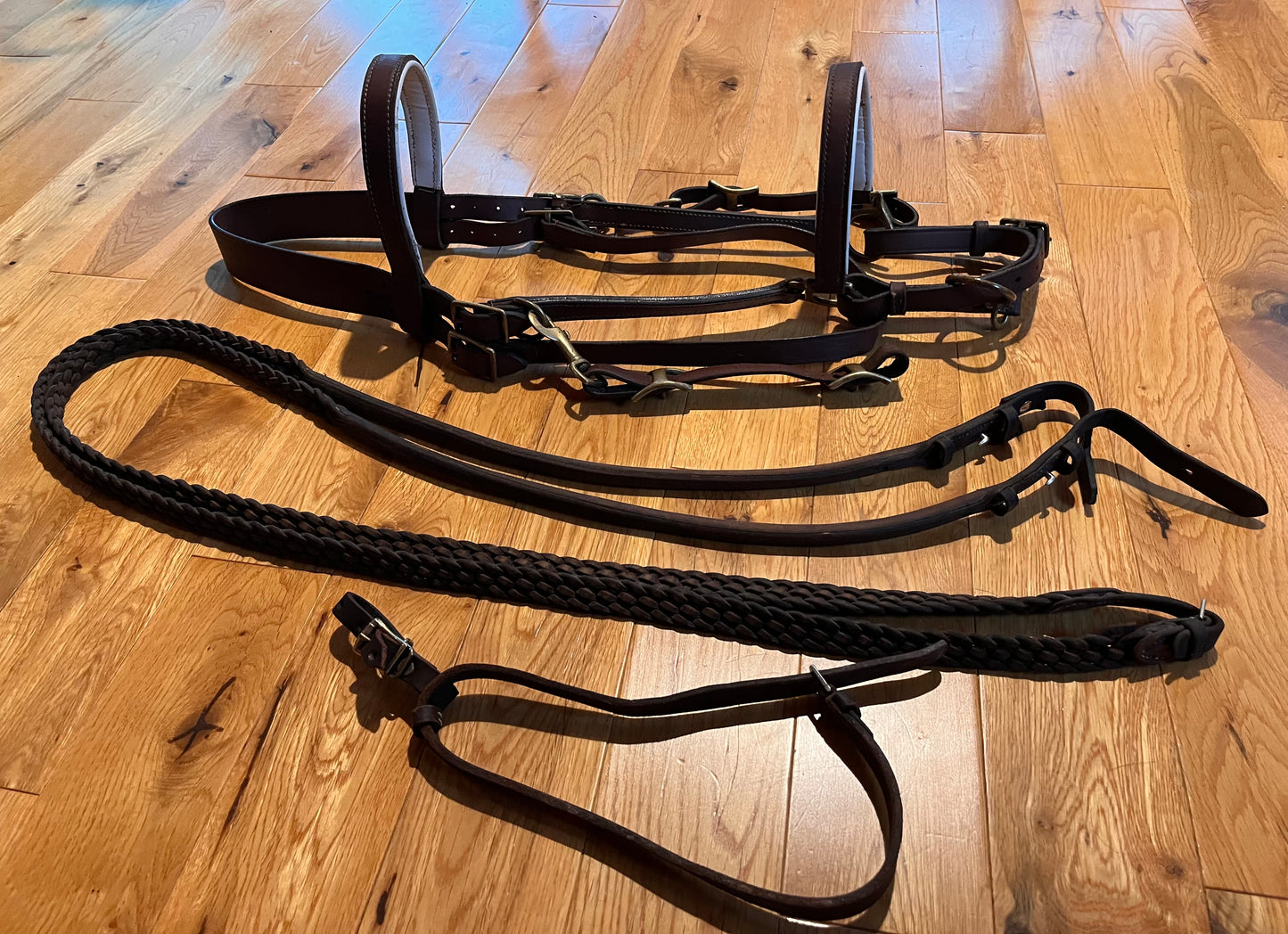 Light Brown Combo Halter And Trail Bridle Horse Size