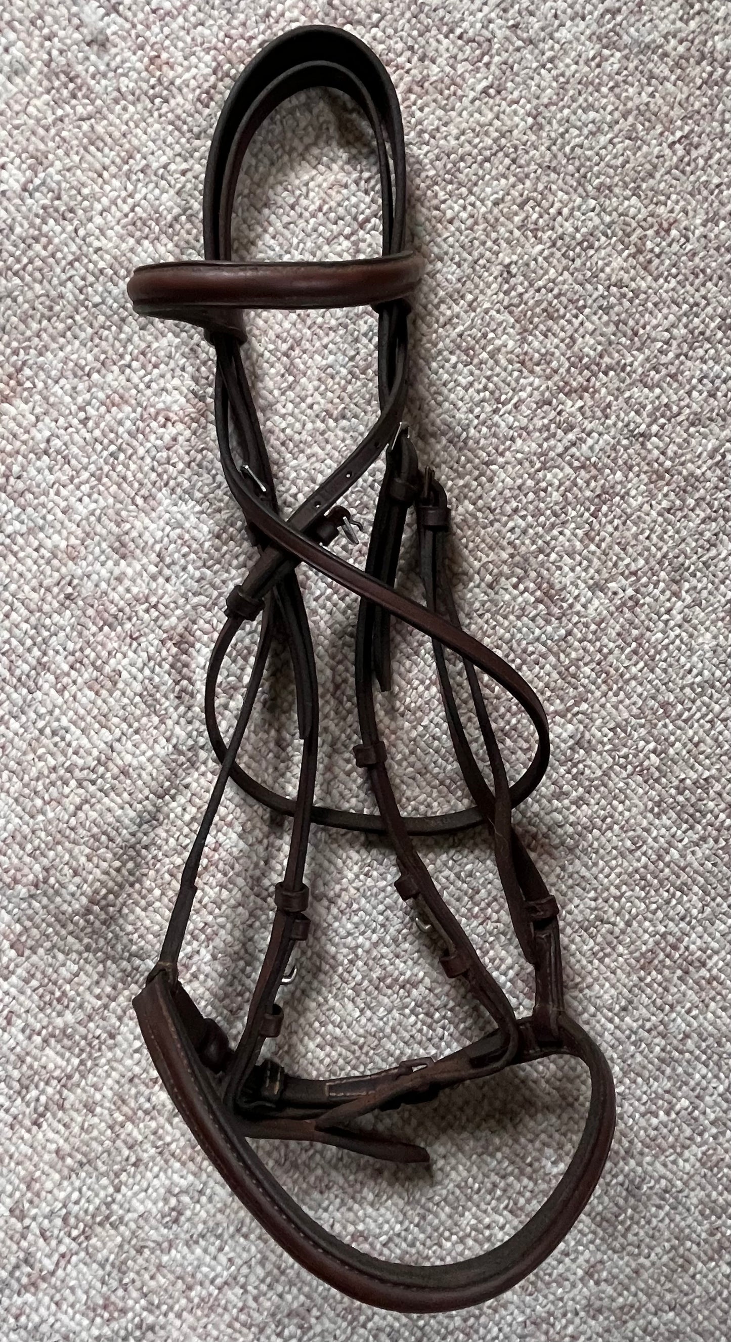 Hunter Jumper Raised Brown Snaffle Bridle Full