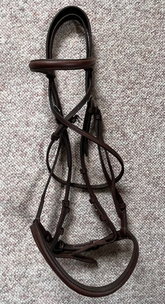 Hunter Jumper Raised Brown Snaffle Bridle Full