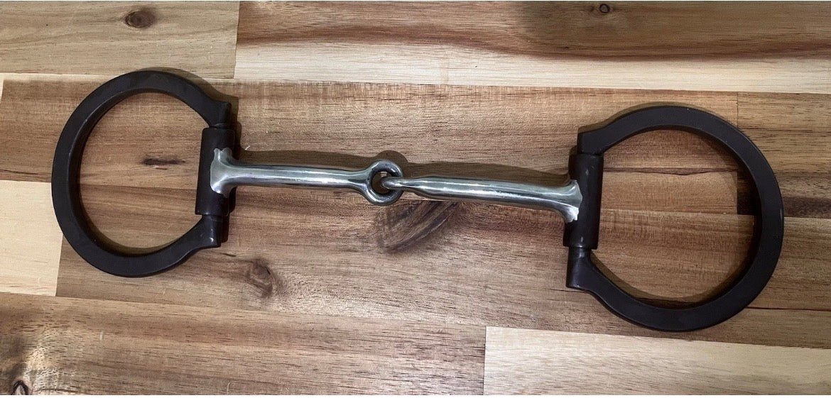 5 Inch Antiqued Brown D Ring Snaffle W/copper Inlay