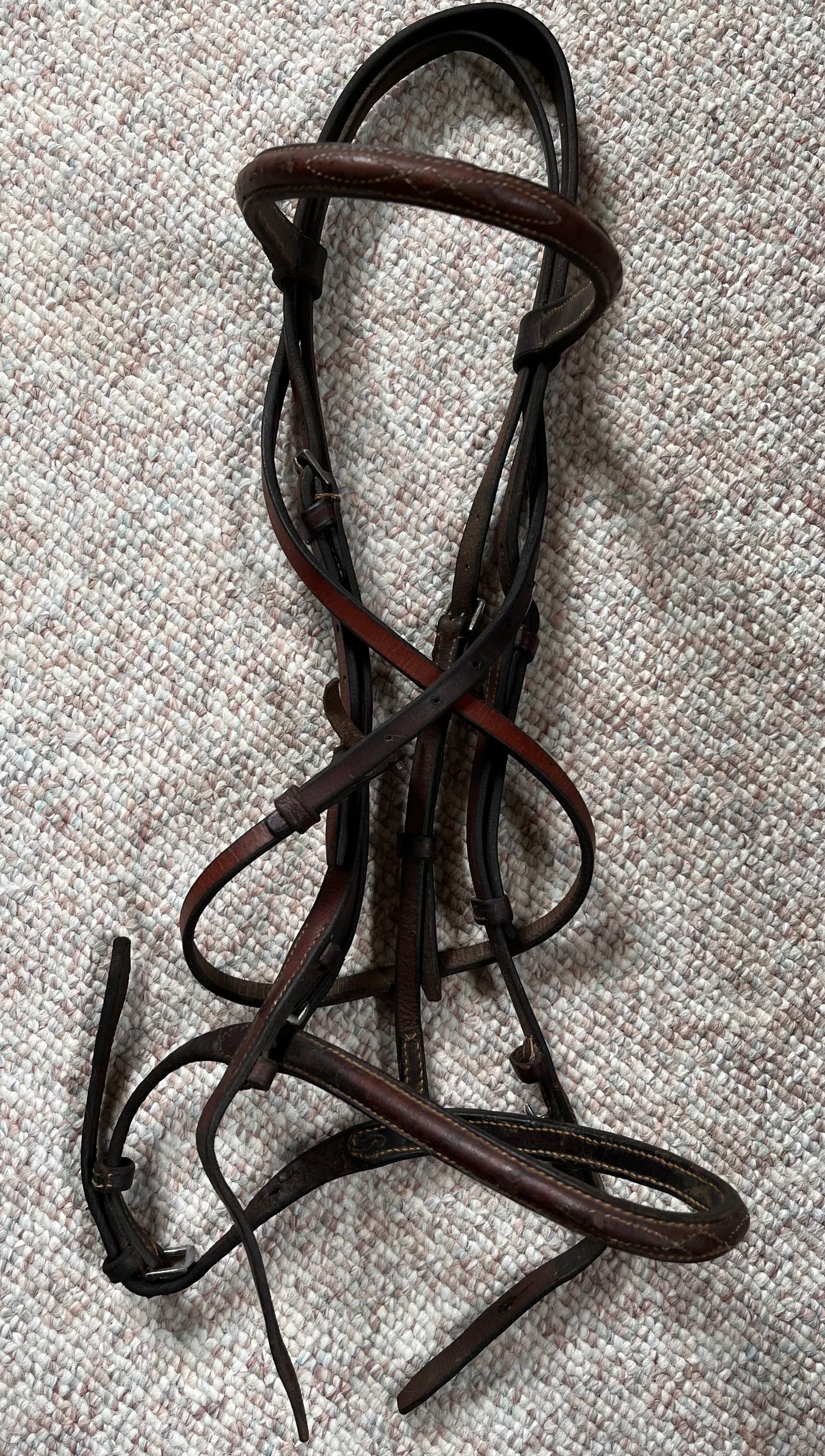 Hunter Jumper Raised Brown Snaffle Bridle Full