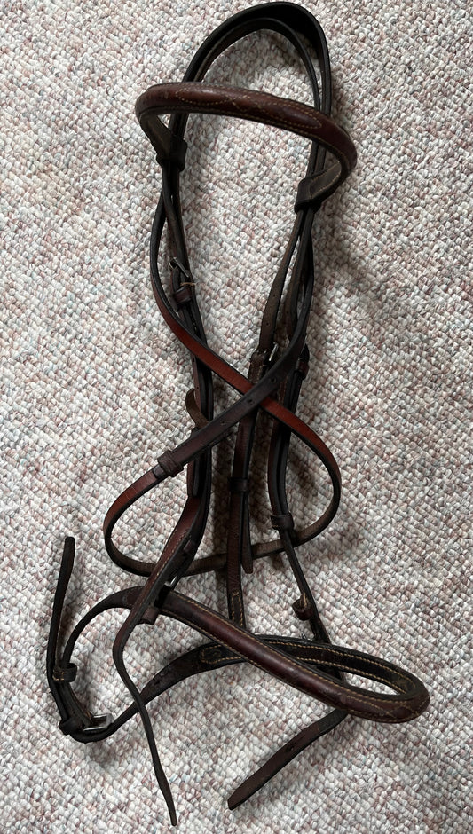 Hunter Jumper Raised Brown Snaffle Bridle Full