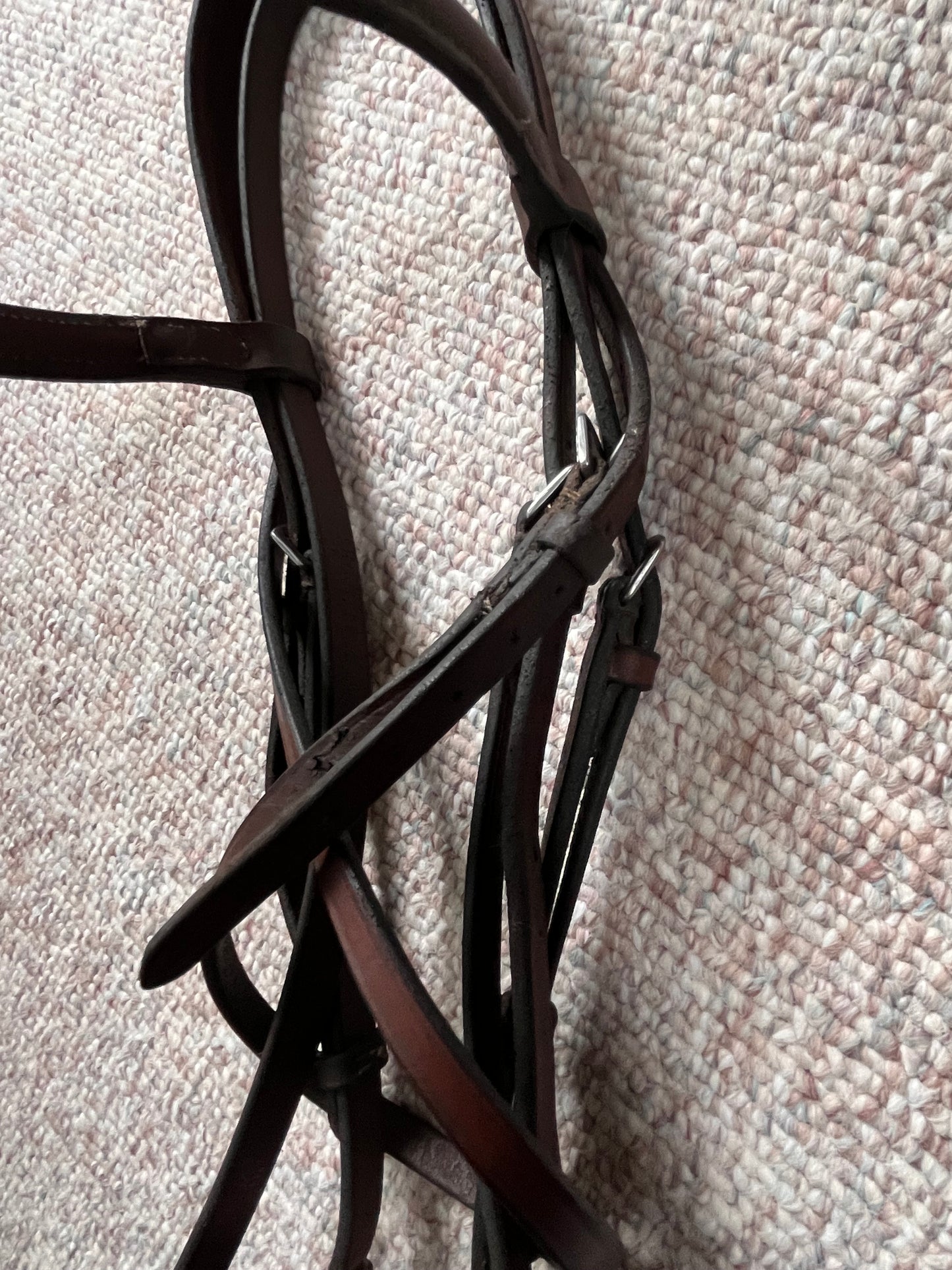 Hunter Jumper Raised Brown Snaffle Bridle Full