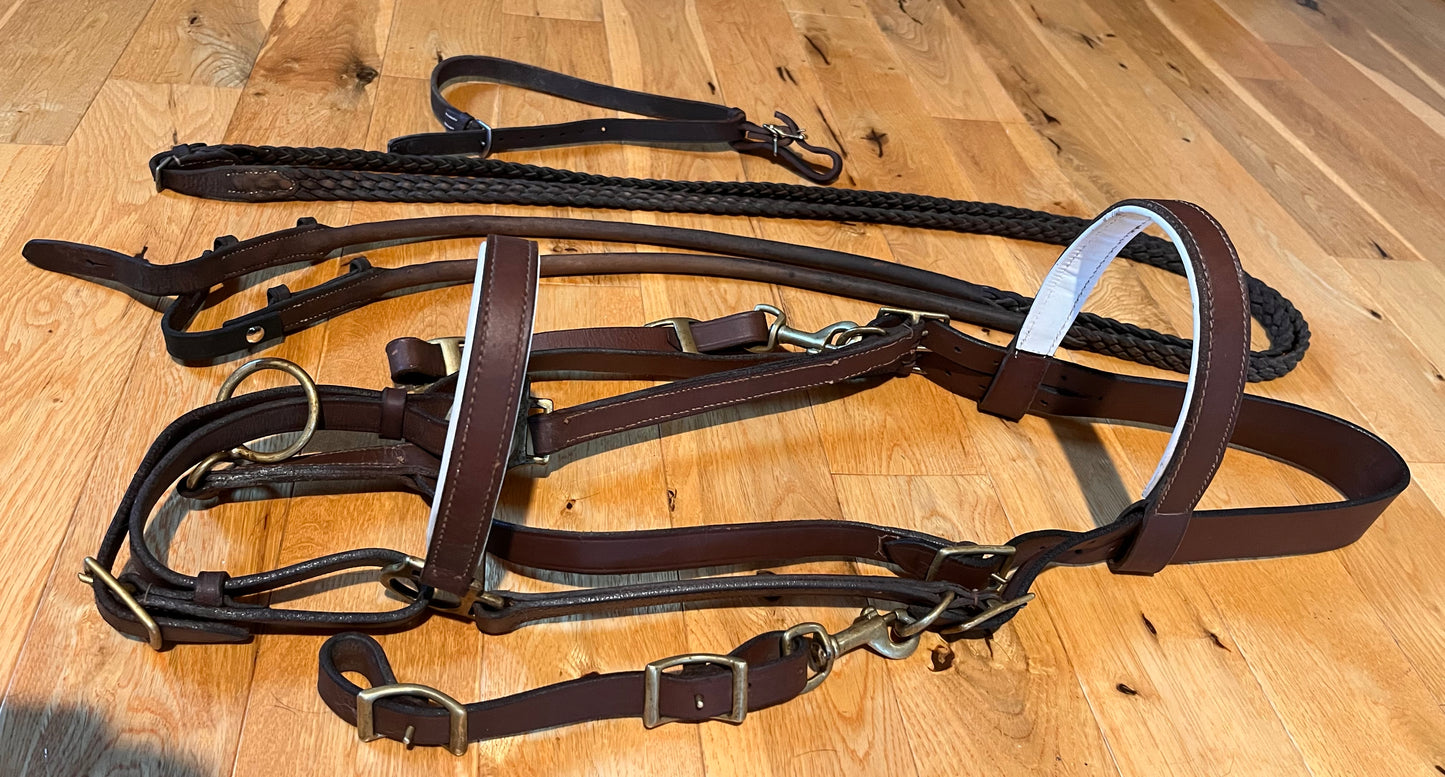 Light Brown Combo Halter And Trail Bridle Horse Size