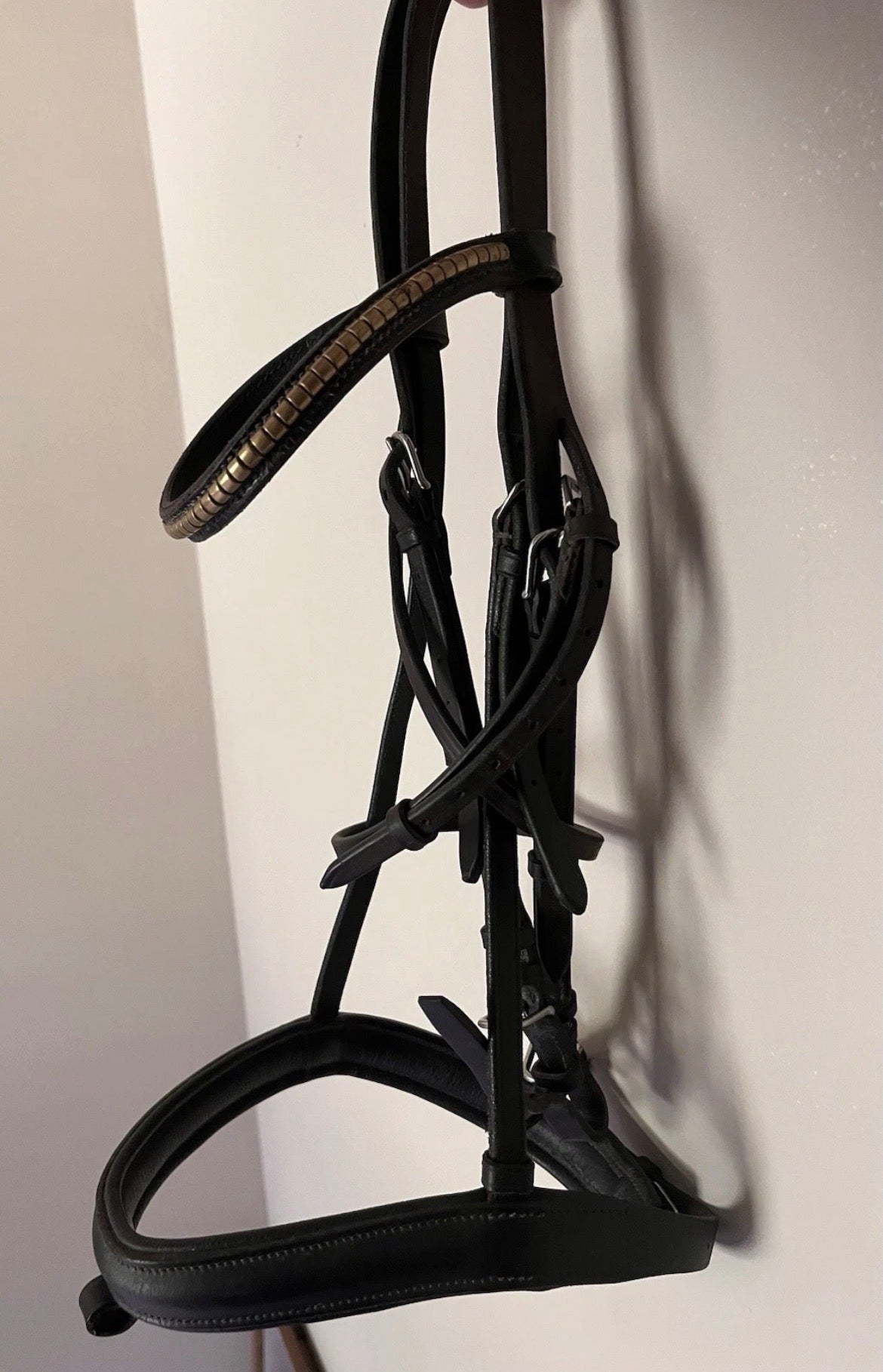 Cob Dressage Black Padded Noseband Brown NonFlash Bridle