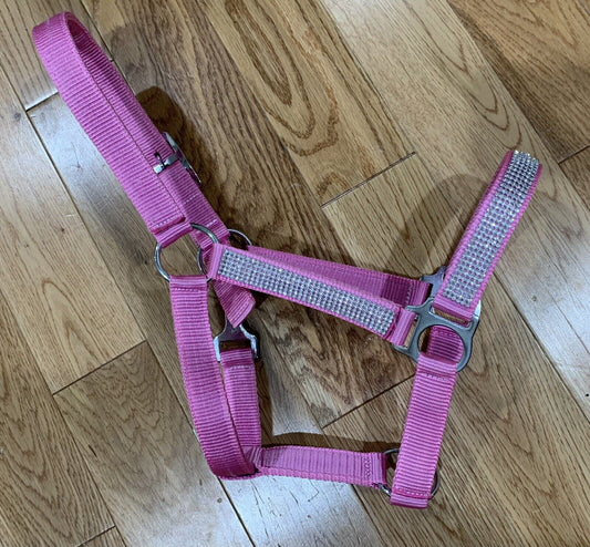 Pink Crystal Cob Nylon Show Halter