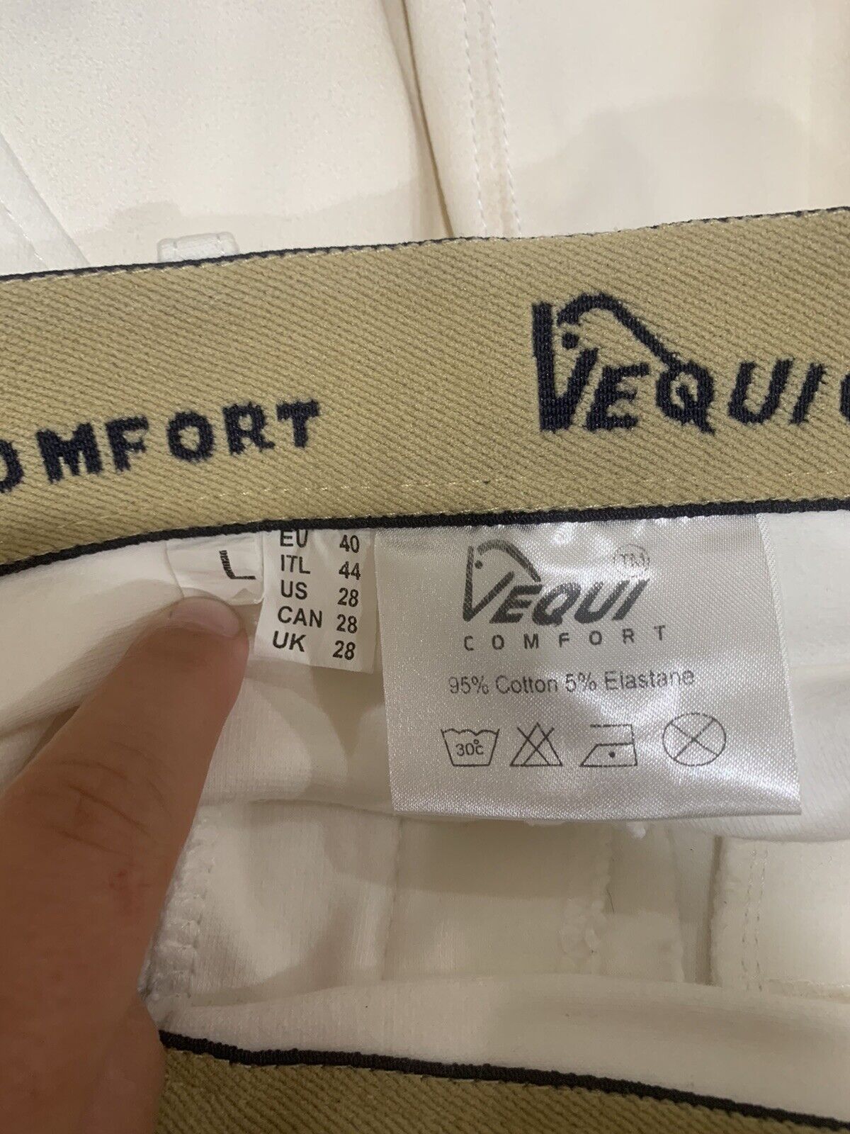 Equi Comfort Full Seat Riding Breeches Size 28 L White